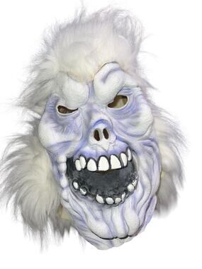 Vintage Yeti Mask Abominable Snowman White Fur Latex Halloween Monster Creepy